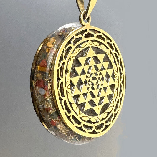 Human Design Orgonite Stern Tetraeder Amulett gold Talisman Orgonit Anhänger