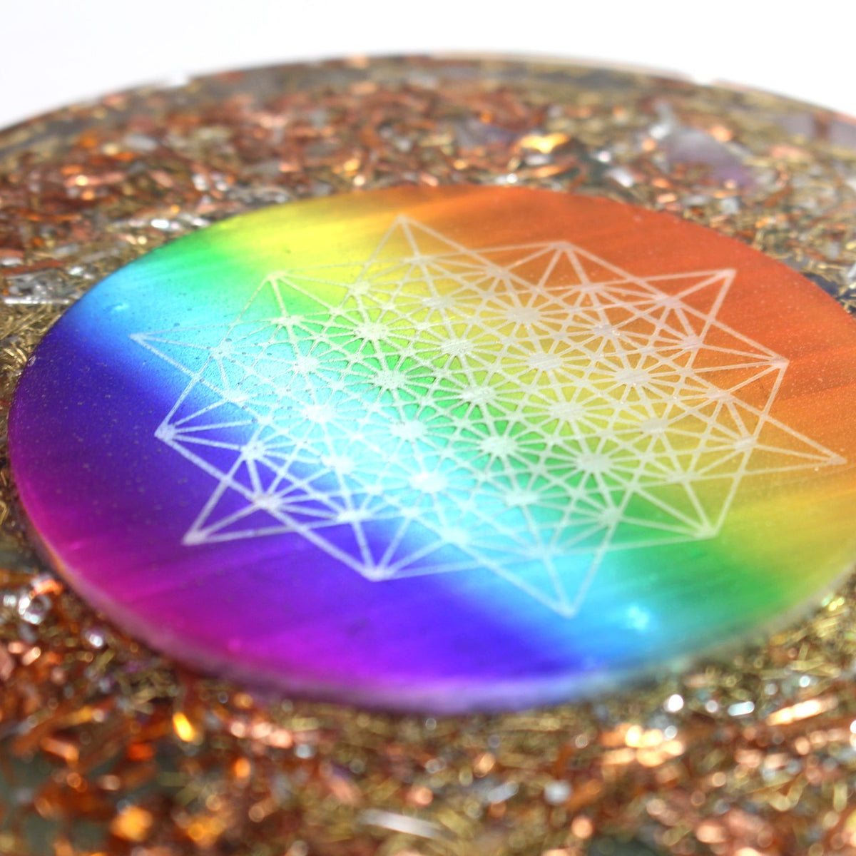 Human Design Orgonite 7 Chakra 64 Stern-Tetraeder Platte