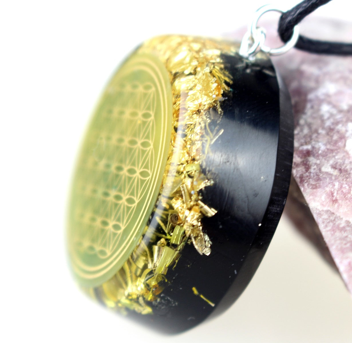 Matrix Orgonit Blume des Lebens Amulett 24 Karat vergoldet