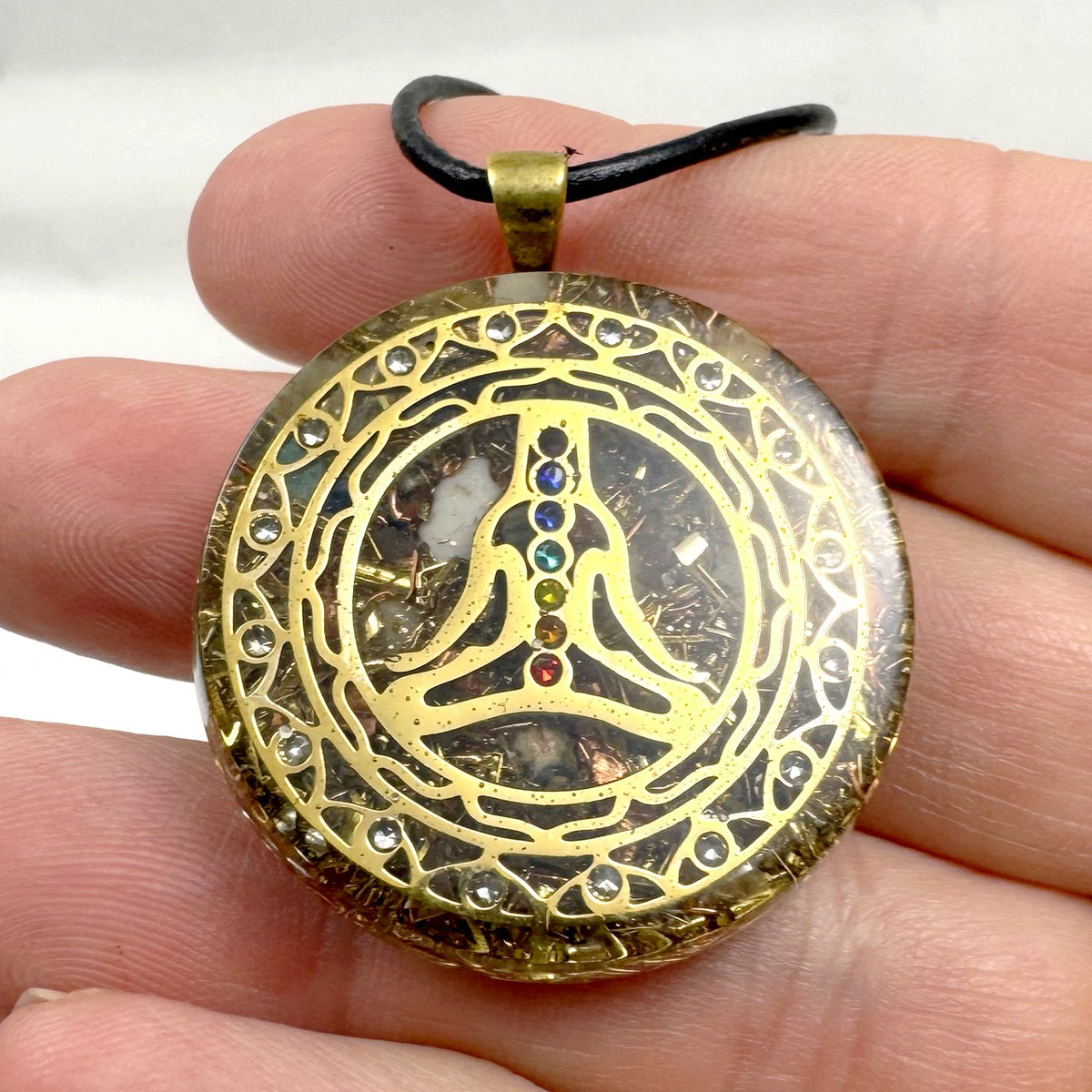 Human Design Orgonite 7 Chakra Meditation Buddha Amulett gold