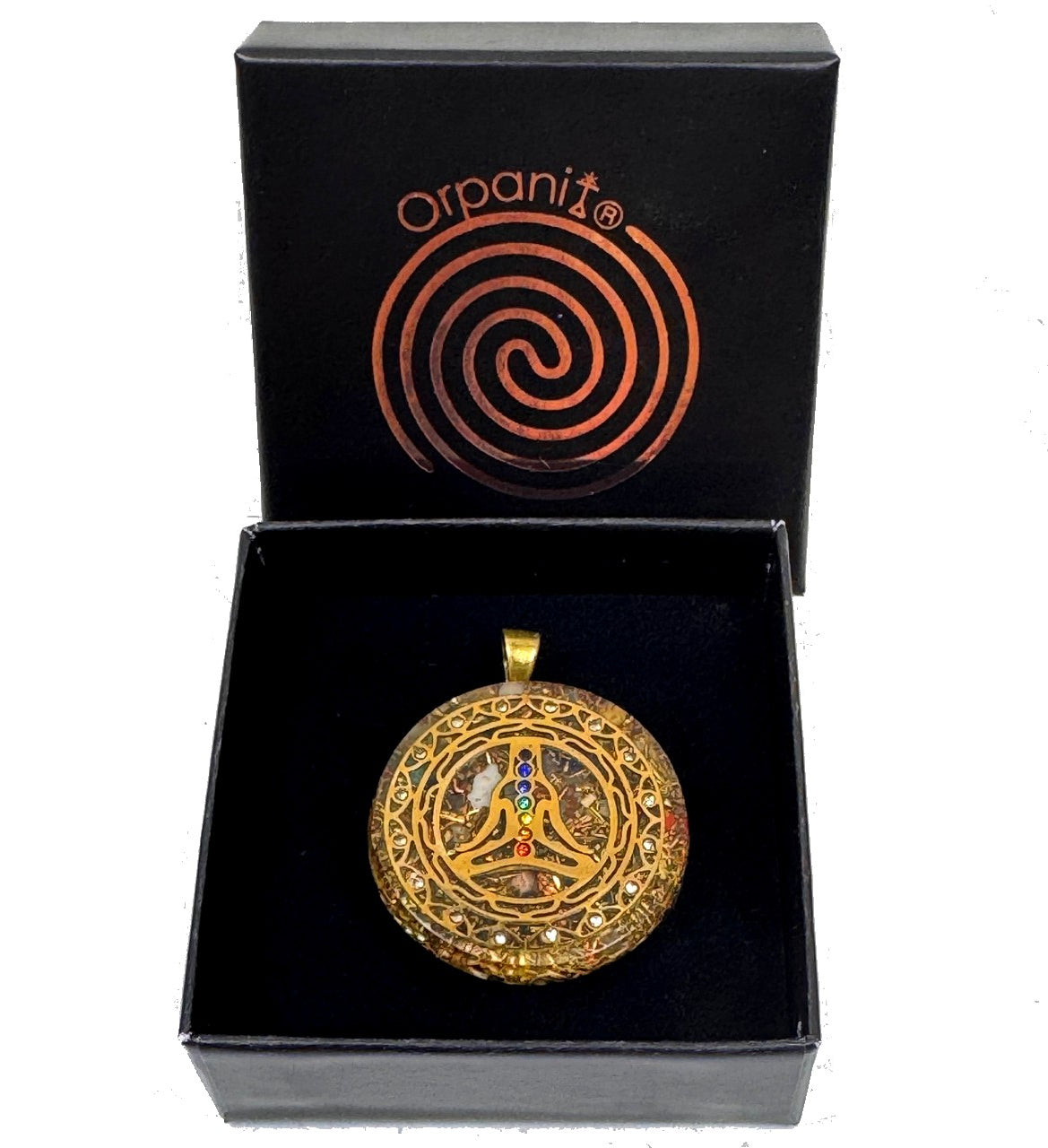 Human Design Orgonite 7 Chakra Meditation Buddha Amulett gold