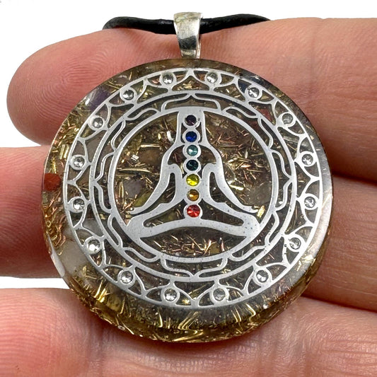 Human Design Orgonite 7 Chakra Meditation Buddha Amulett silber