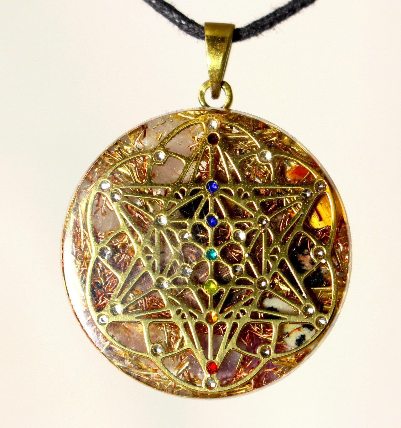 Human Design Orgonite Stern Tetraeder Amulett gold Talisman Orgonit Anhänger