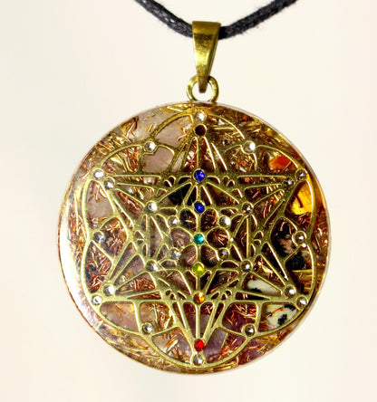 Human Design Orgonite Stern Tetraeder Amulett gold Talisman Orgonit Anhänger