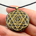 Human Design Orgonite Stern Tetraeder Amulett gold Talisman Orgonit Anhänger
