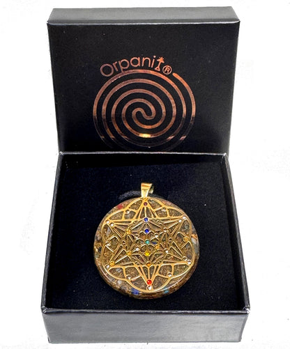 Human Design Orgonite Stern Tetraeder Amulett gold Talisman Orgonit Anhänger