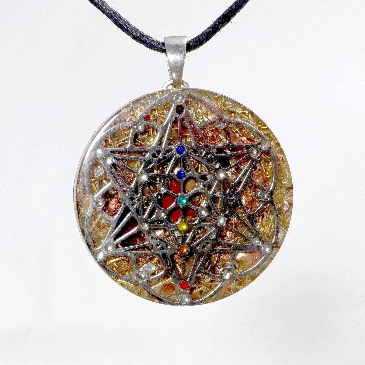 Human Design Orgonite Stern Tetraeder Amulett silber