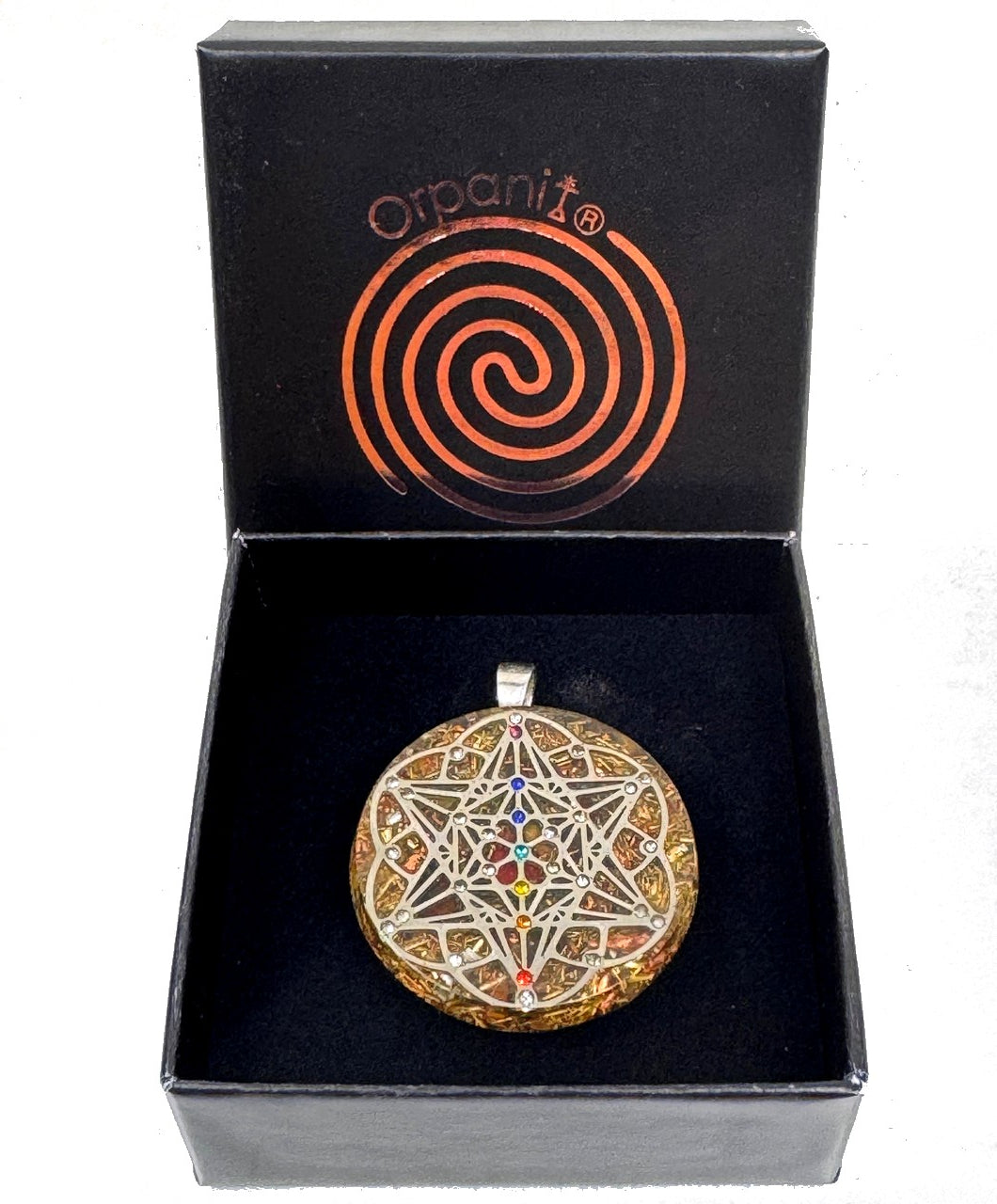 Human Design Orgonite Stern Tetraeder Amulett silber