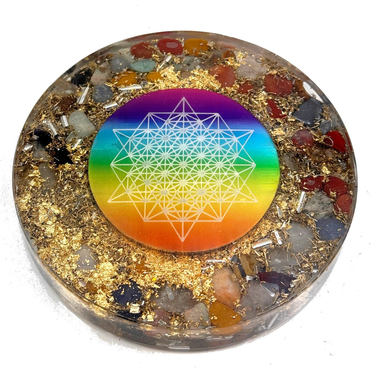 Human Design Orgonite 7 Chakra 64 Stern-Tetraeder Platte