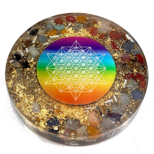 Human Design Orgonite 7 Chakra 64 Stern-Tetraeder Platte