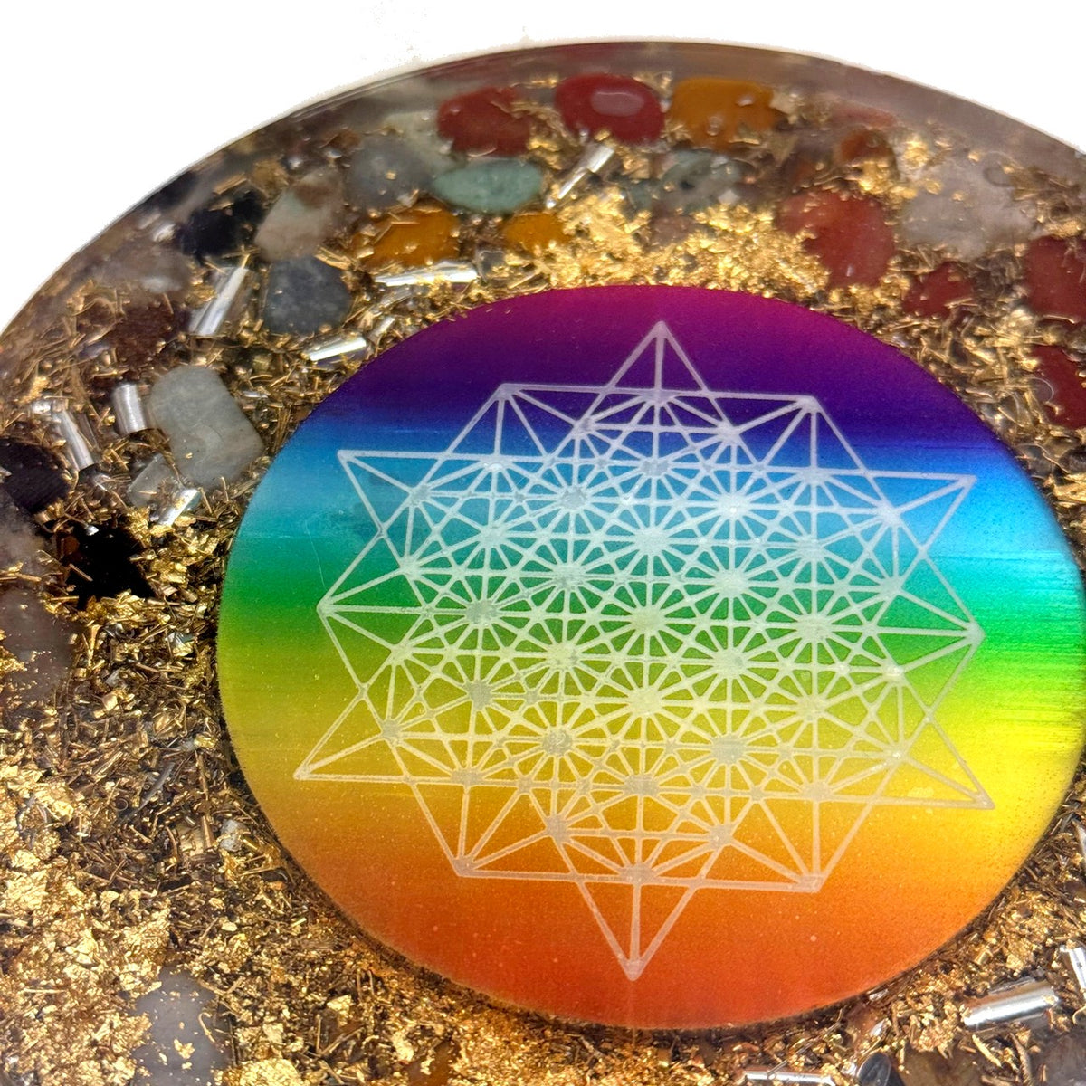 Human Design Orgonite 7 Chakra 64 Stern-Tetraeder Platte