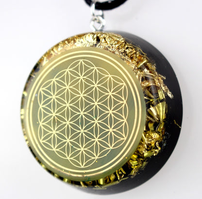 Matrix Orgonit Blume des Lebens Amulett 24 Karat vergoldet