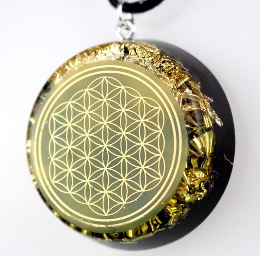 Matrix Orgonit Blume des Lebens Amulett 24 Karat vergoldet