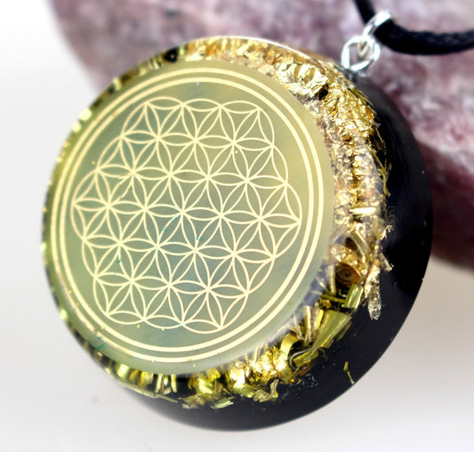 Matrix Orgonit Blume des Lebens Amulett 24 Karat vergoldet