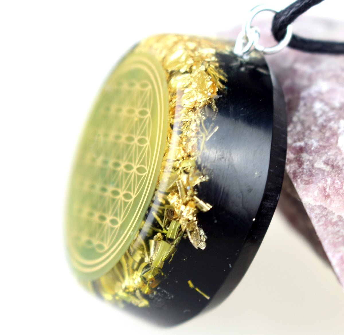 Matrix Orgonit Blume des Lebens Amulett 24 Karat vergoldet
