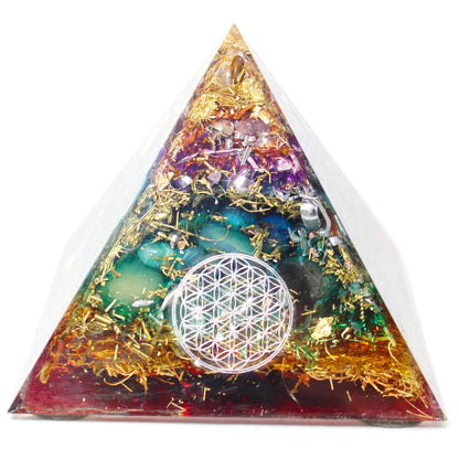 Orgonit 7 Chakren „Regenbogen“ Pyramide Premium