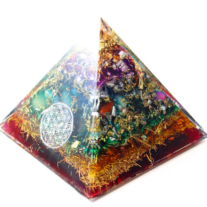 Orgonit 7 Chakren „Regenbogen“ Pyramide Premium