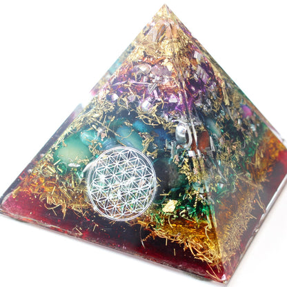 Orgonit 7 Chakren „Regenbogen“ Pyramide Premium