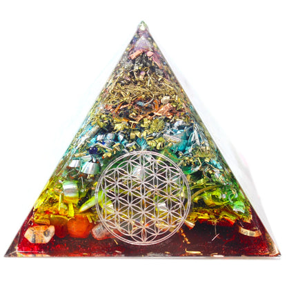 Orgonit 7 Chakren „Regenbogen“ Pyramide Premium