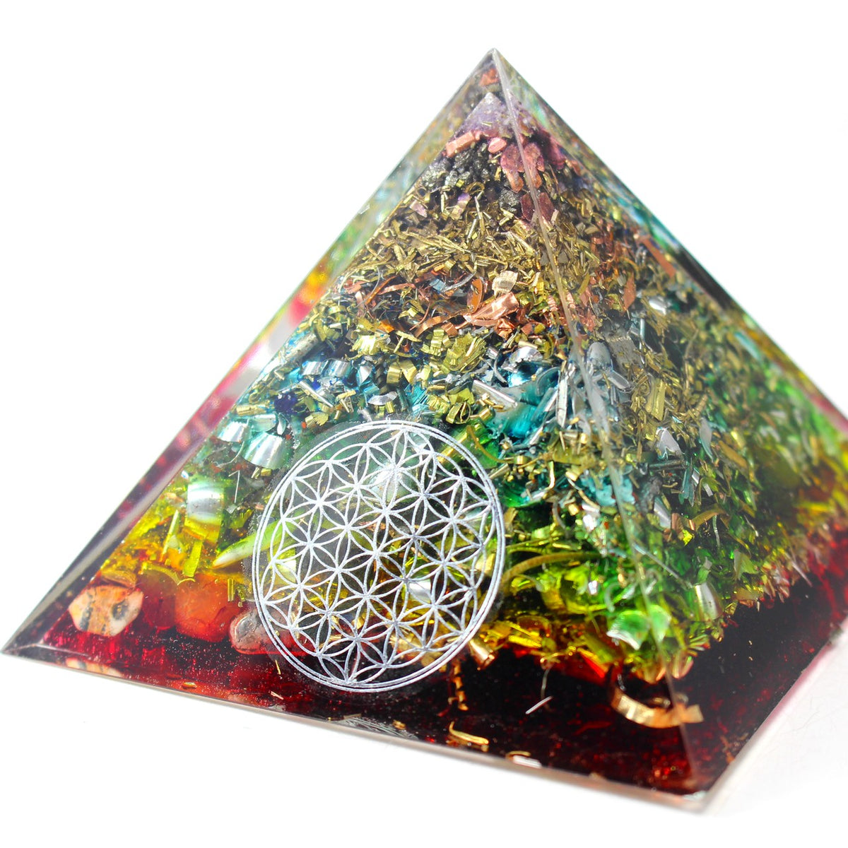 Orgonit 7 Chakren „Regenbogen“ Pyramide Premium