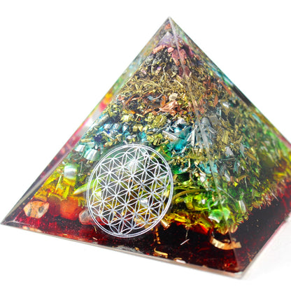 Orgonit 7 Chakren „Regenbogen“ Pyramide Premium