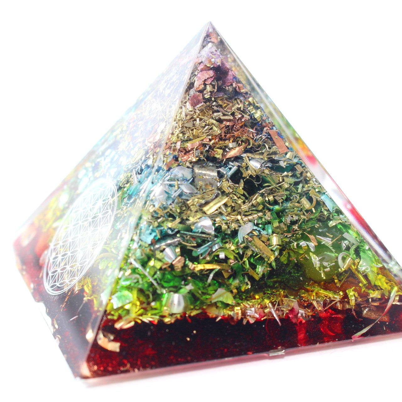 Orgonit 7 Chakren „Regenbogen“ Pyramide Premium