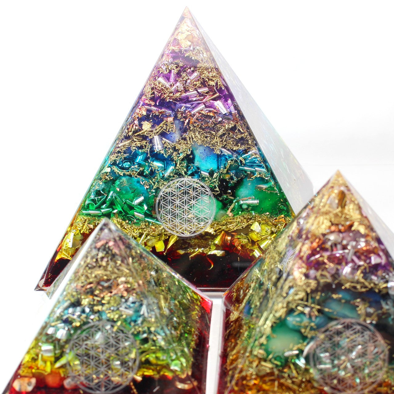Orgonit 7 Chakren „Regenbogen“ Pyramide Premium